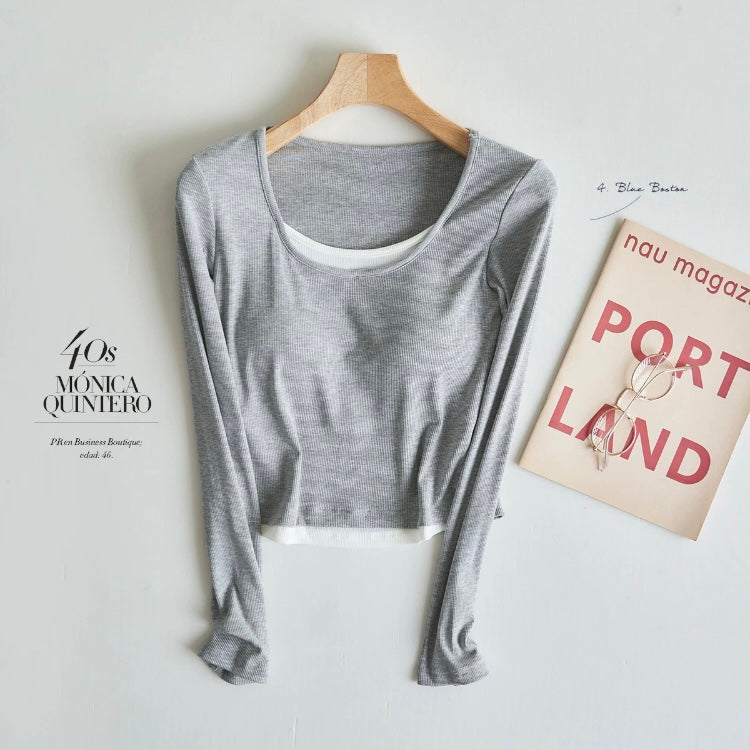 Rose Layered Built-In Bra Tshirt